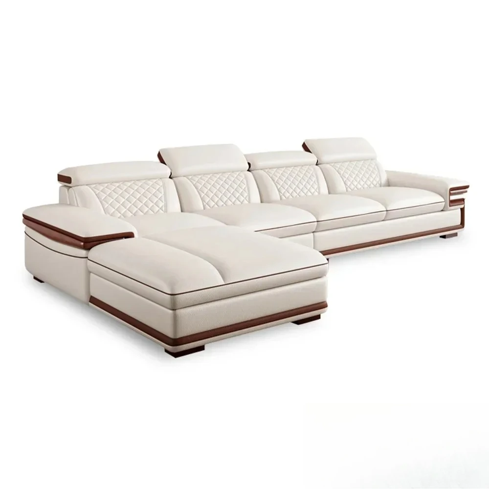 %Linlamlim Premium Italian Genuine Leather Sofa Set for Living Room with Adjustable Headrests, Bluetooth Speaker, Wireless Charg