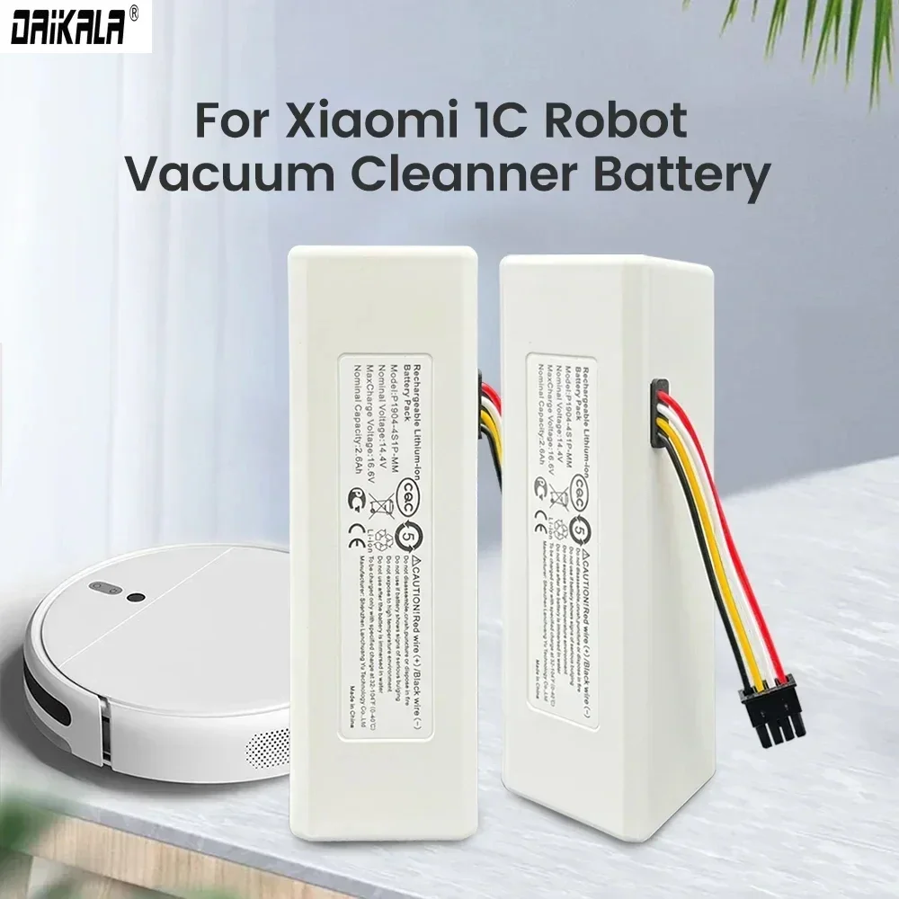 100% Original NEW 14.4V 2600mah P1904-4S1P-MM Battery For Xiaomi Mijia 1C STYTJ01ZHM Robot Vacuum Mop Cleaner Accessories Parts1