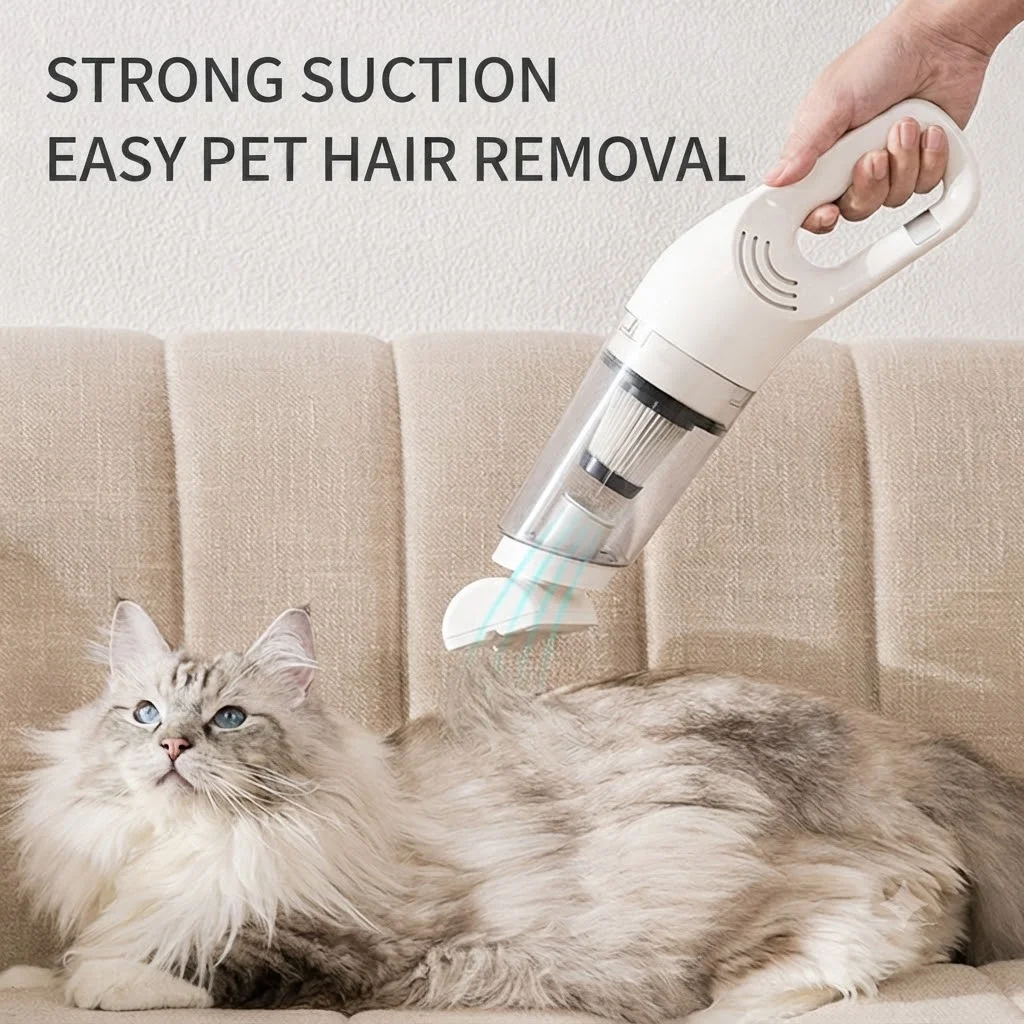 Pet Handheld Vacuum Cleaner Portable Electric Hair Removal Device Small Dustbuster for Pillows Sofas Carpets Pet Hair Removal