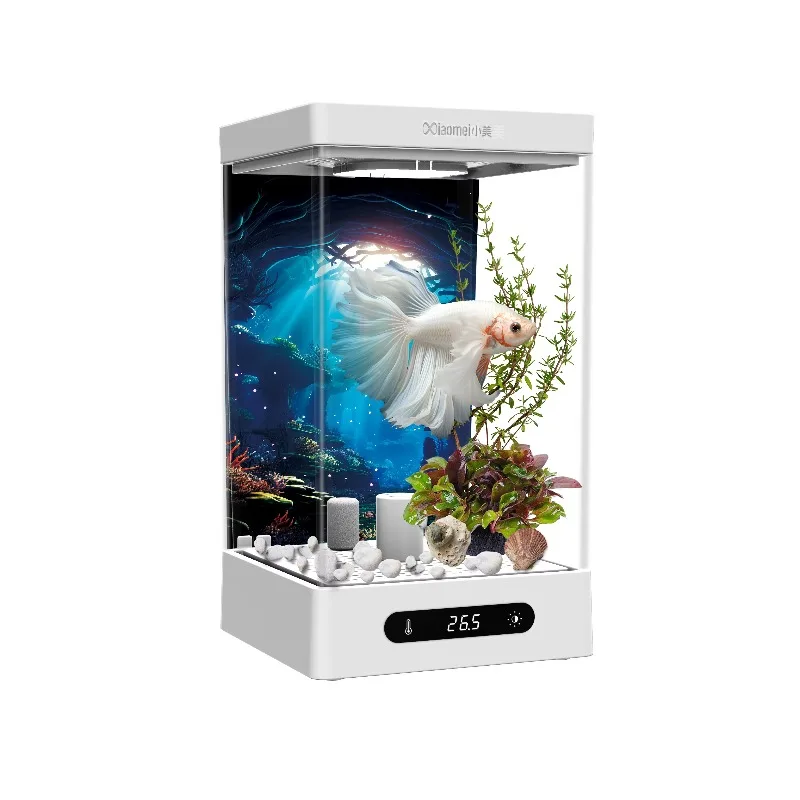 Mini Fish Tanks Betta Fish Tank Aquarium Tank Fish Office Table Decoration Home Decor with heater and Led Light
