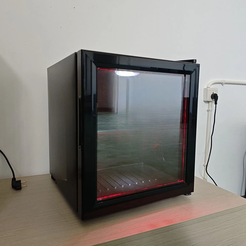 Glass door LED light Mini bar Beverage cabinet, office gym Household small refrigerator