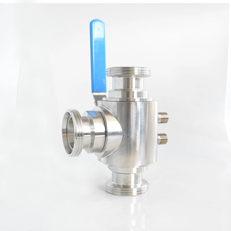 Aseptic Manual TC Ball Valve Sanitary SUS316 Stainless Steel Chocolate Three Way Ball Valve With Heating Jacket