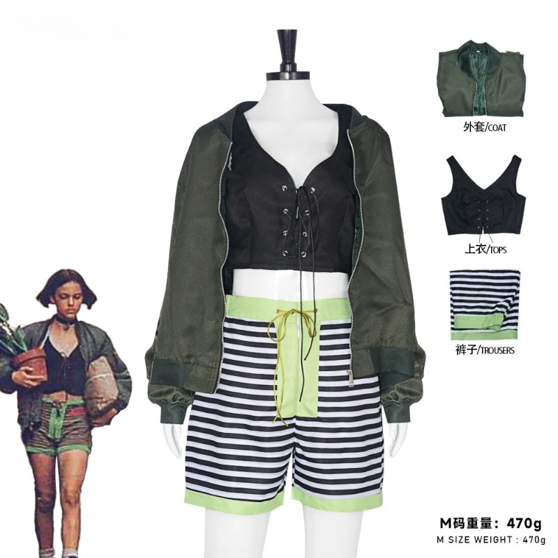 Leon The Professional Mathilda Cosplay Costume Women Green Jacket Vest Shorts Set Halloween Carnival Party Outfit