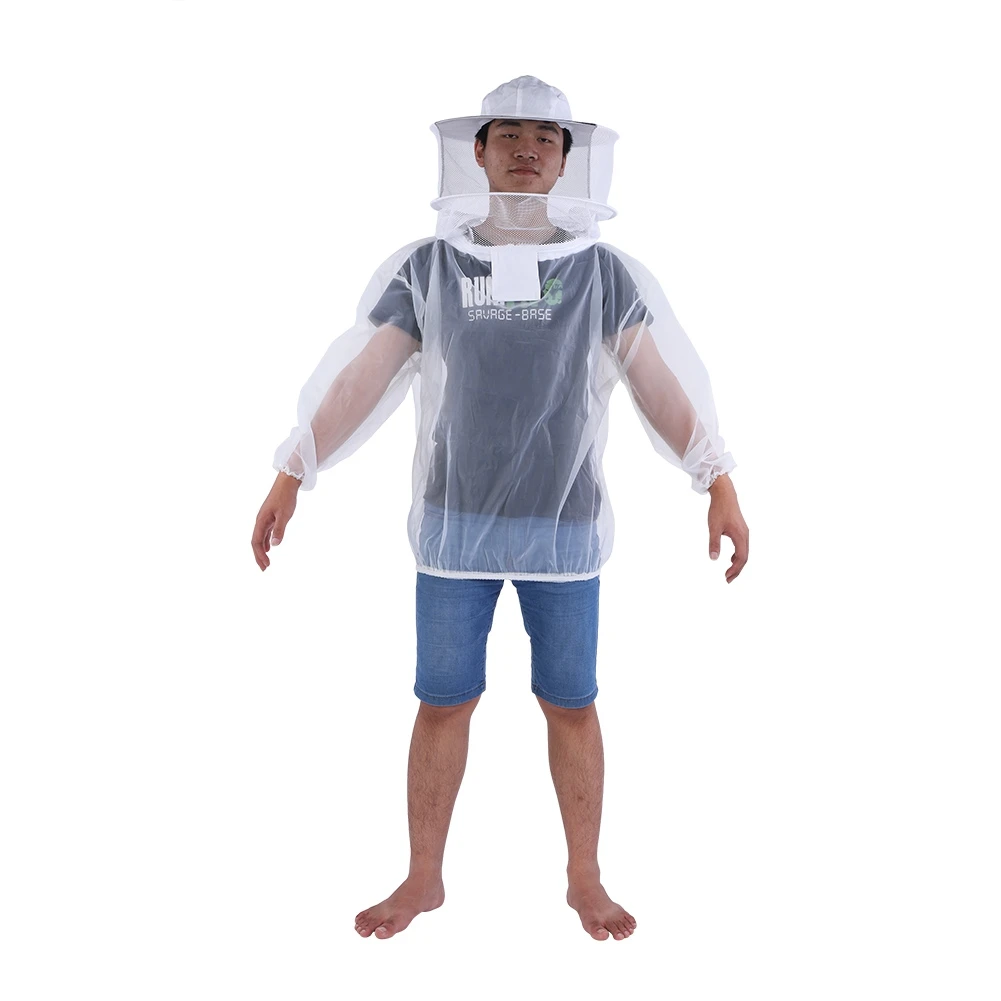 D5 Professional Beekeeper Jacket Transparent Beekeeping Face Protective Suit Equipment Hooded Veil Insect Mosquito Repellent