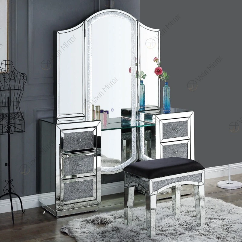 Makeup table Mirror dresser Bedroom furniture combination with LED Bluetooth full mirror dresser