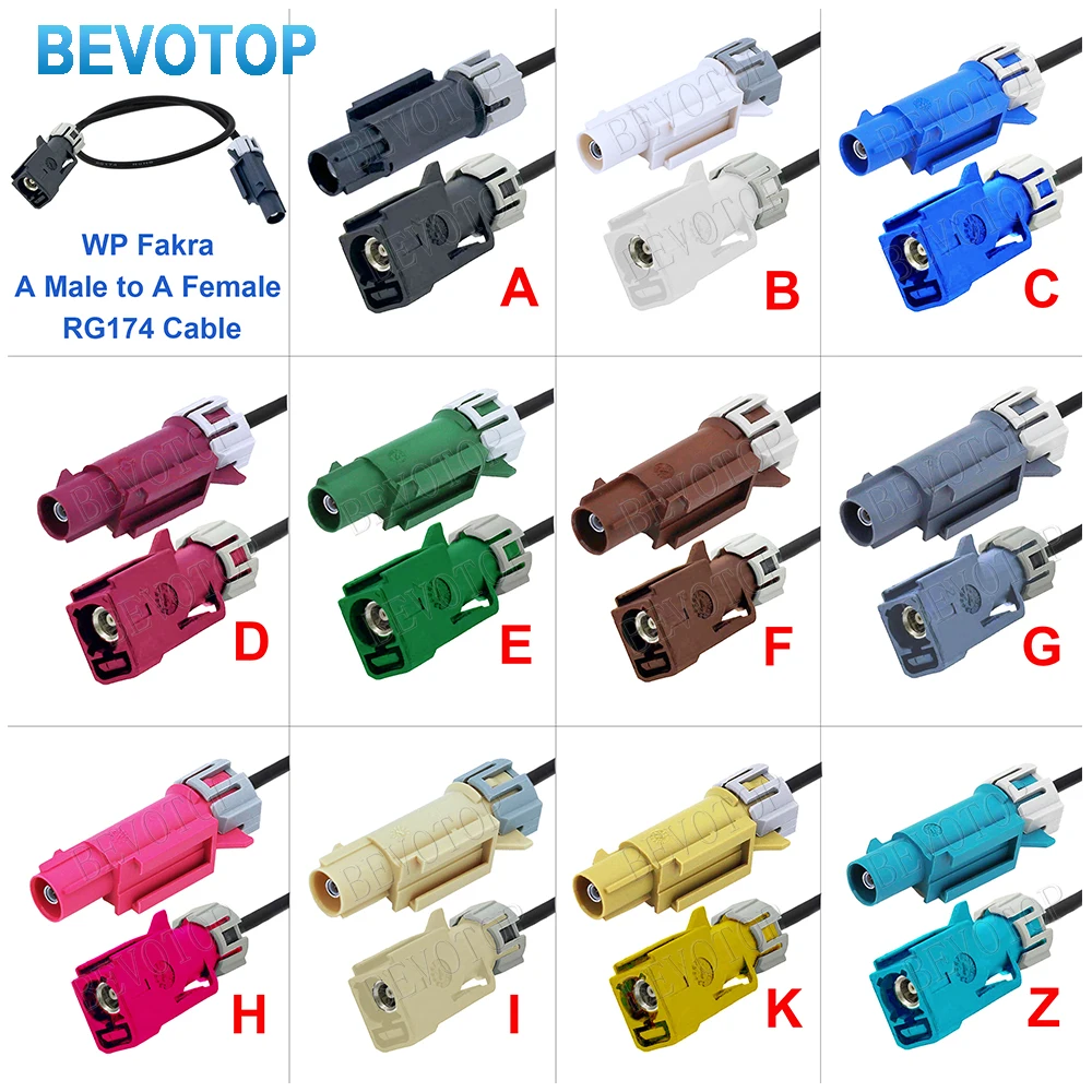 1PCS Fixing Waterproof Fakra Cable Code A/B/C/D/F/G/H/I/K/Z Male to Female Jack Fakra Jumper Car Camera Wire Harness BEVOTOP
