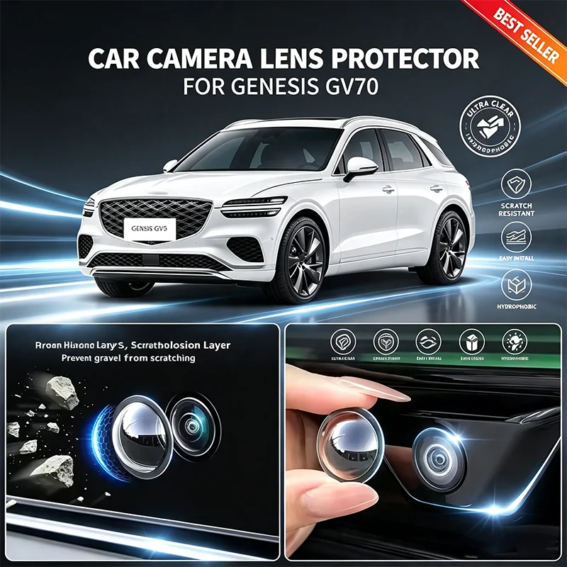 For Genesis GV70 Car Rear View Backup Camera Lens Protector 2PCS 360 Degree Anti Scratch Waterproof Dustproof Auto Accessories