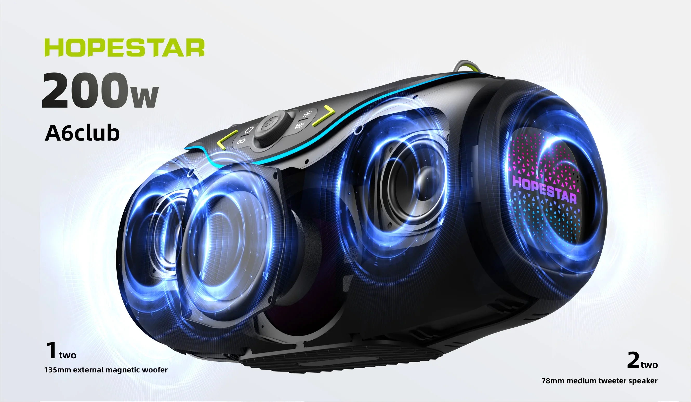 200W A6club Outdoor Waterproof Wireless Bluetooth Speaker Home Theatre USB TF Home Party Karaoke Big Sound With Mic