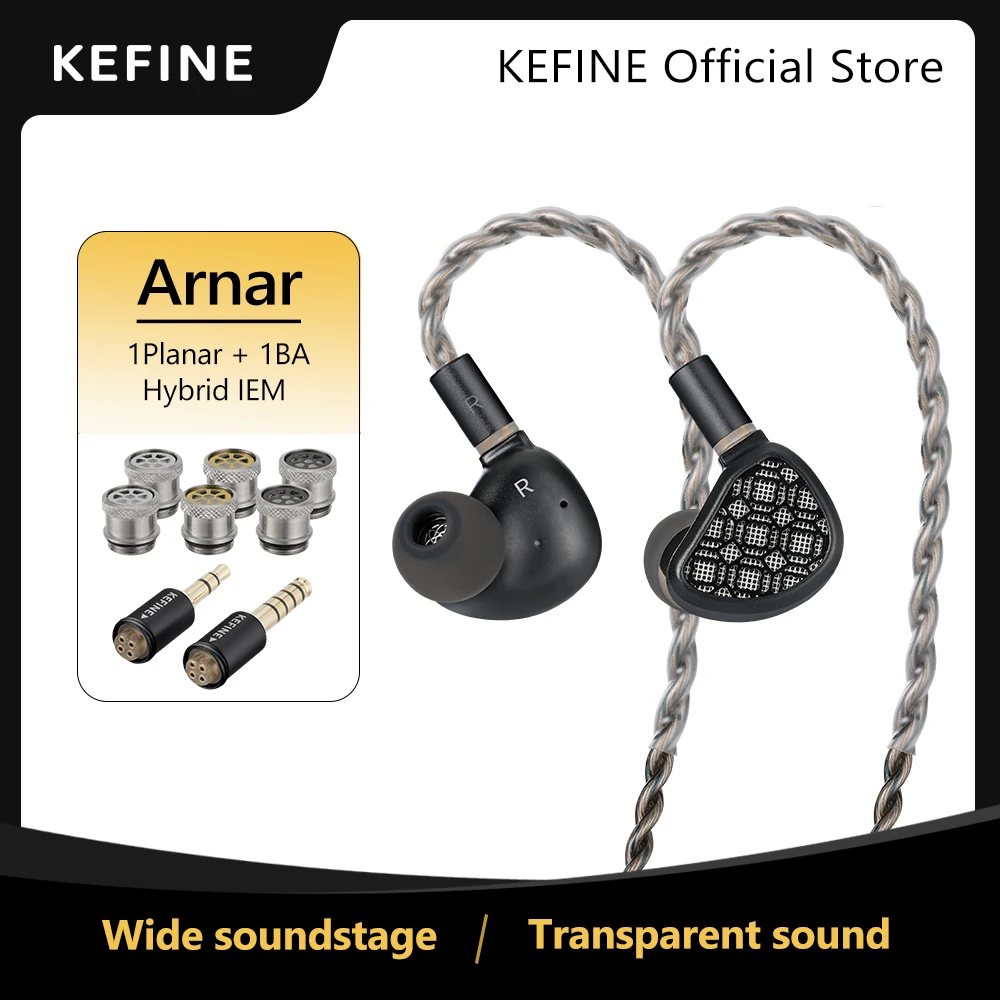 KEFINE Arnar 14.5mm Planar Magnetic & Knowles BA Drivers Earphones, Hybrid In-Ear Monitors, Detachable Silver-Plated Cable IEM