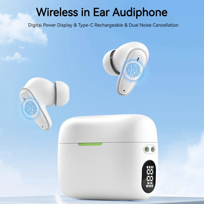Wireless In Ear Type-C Rechargeable Audiphone Digital Display Magnetic Charging Smart Touch Control Earbuds For Earback Person
