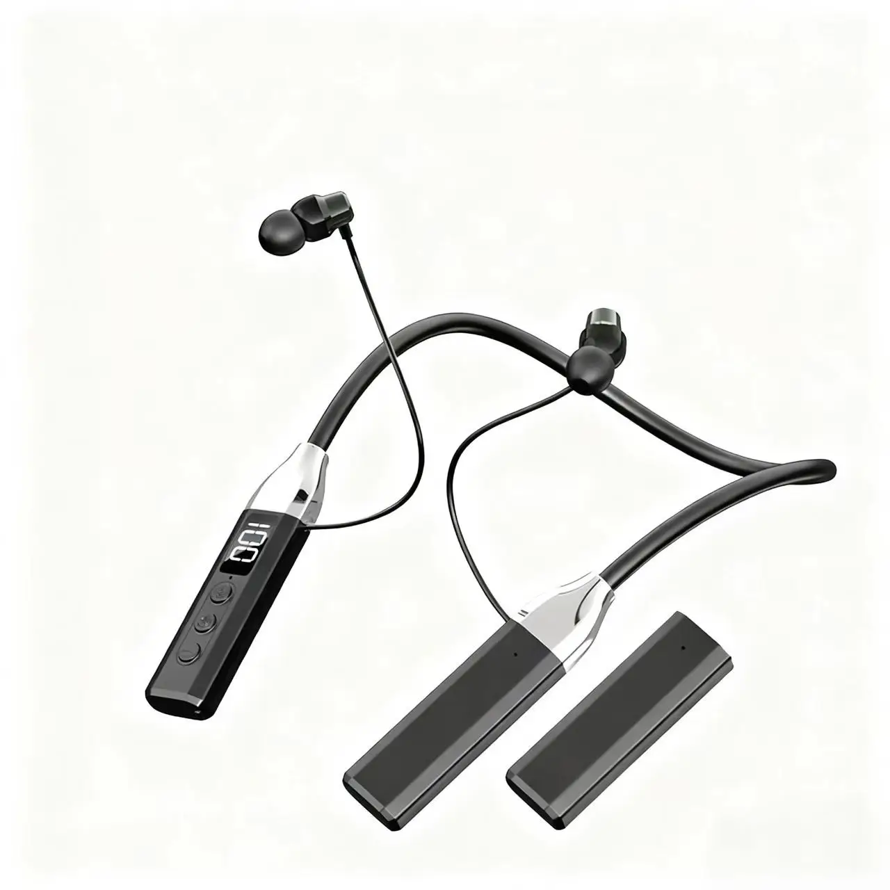 Magnetic Adsorption TF Card Supported Earphones Neckband Bluetooth6.0 Replaceable Battery Headphones  Long Battery Life Earbuds