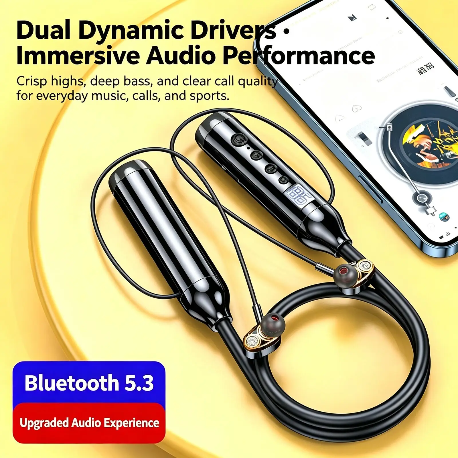 Bluetooth Headphones Magnetic Sport Neckband Neck-Hanging Earbuds Wireless Headset With Mic Support TF Card Power Bank Function