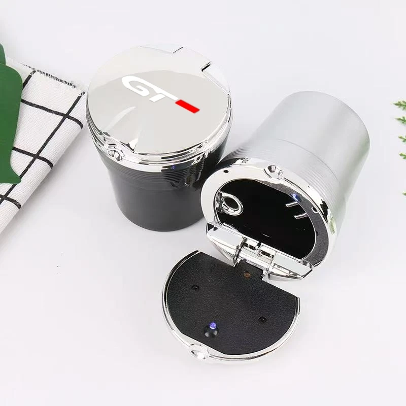 Car Ashtray with LED Light Car Smokeless Cup Holder for Peugeot gt gti gtline 508 5008 3008 208 2008 308