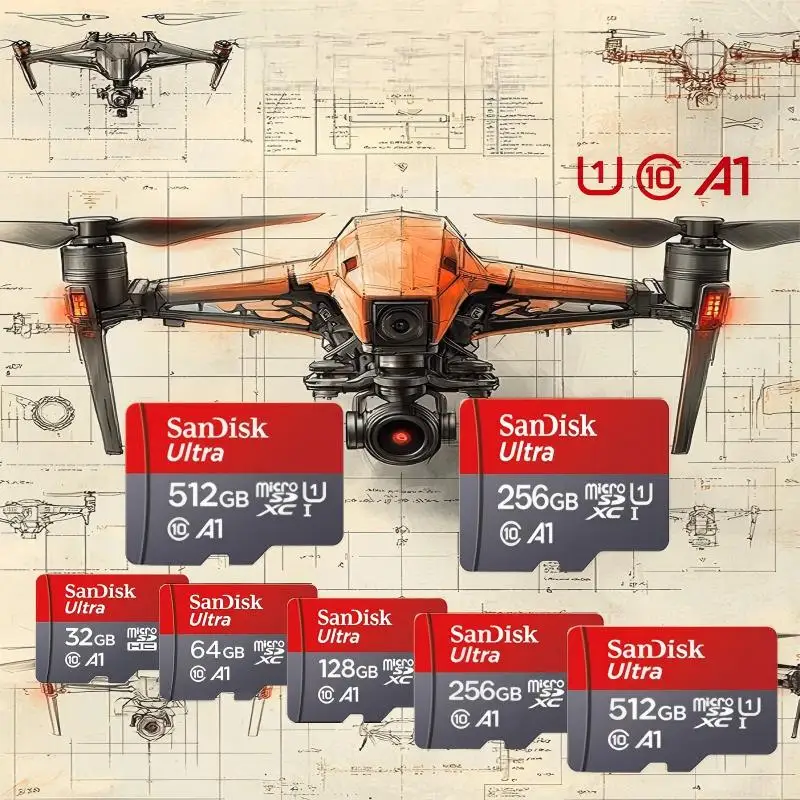 Original genuine 10 level U1 A1 MicroSD flash card 100X fast read-write 32-512GB capacity TF memory card
