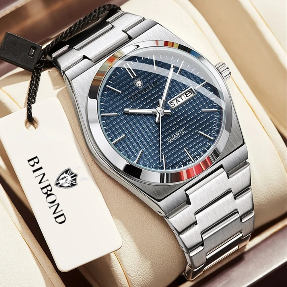 New Mens Gifts Fashion Quartz Wristwatches Waterproof Grid Design Top Luxury Watch Man Automatic Watches For Men Tudo Por 1 Real