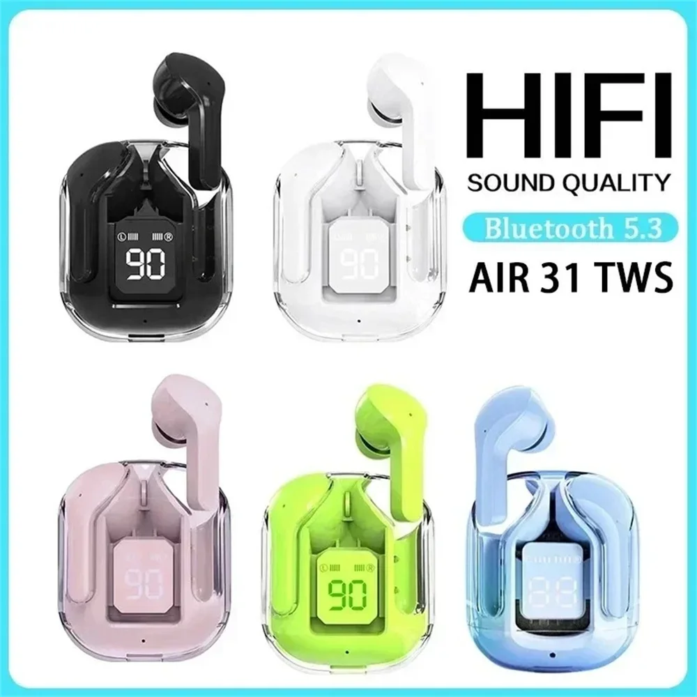 LED Power Digital Display Wireless Bluetooth TWS Sports Earbuds Stereo Transparent design Hifi sound quality For All Smartphone