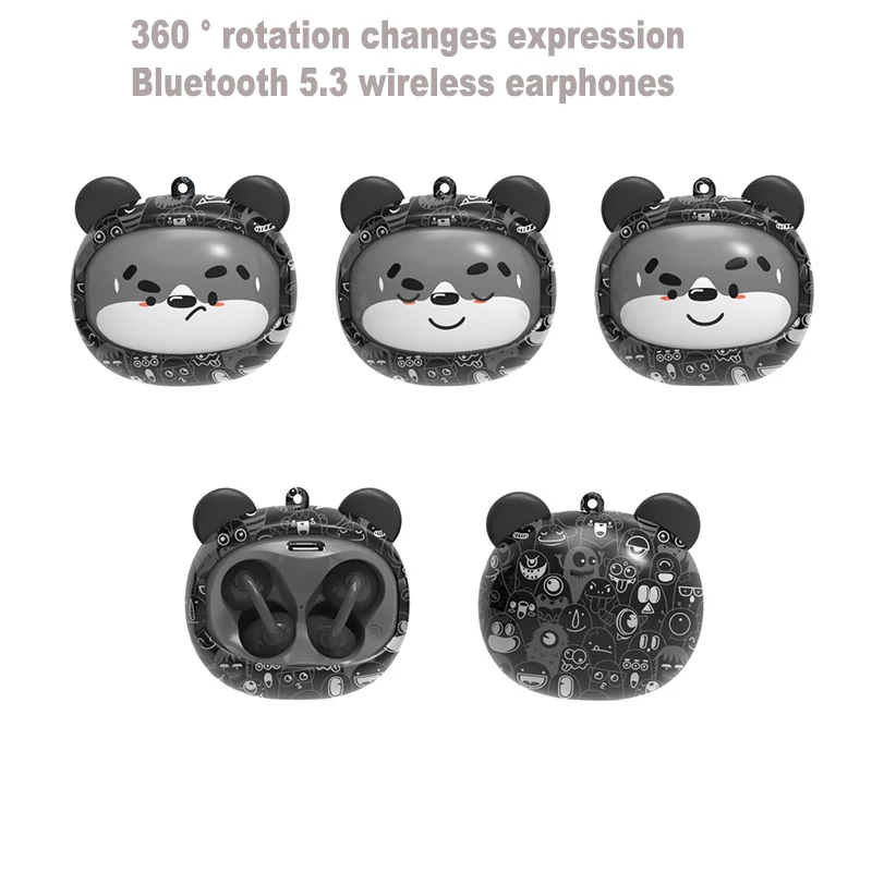 Wireless earphones can 360°rotation changes expression bluetooth 5.3 smart touch noise reducation HIFi sound quality earbuds