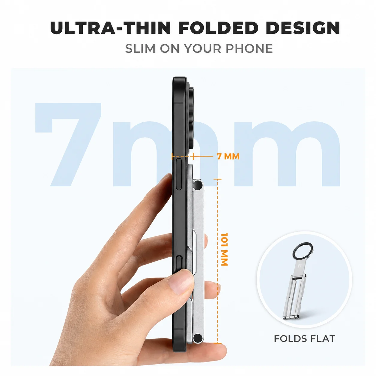 K&F CONCEPT Mini Magnetic Tripod Phone Stand, Foldable Selfie Stick with Hook for iPhone