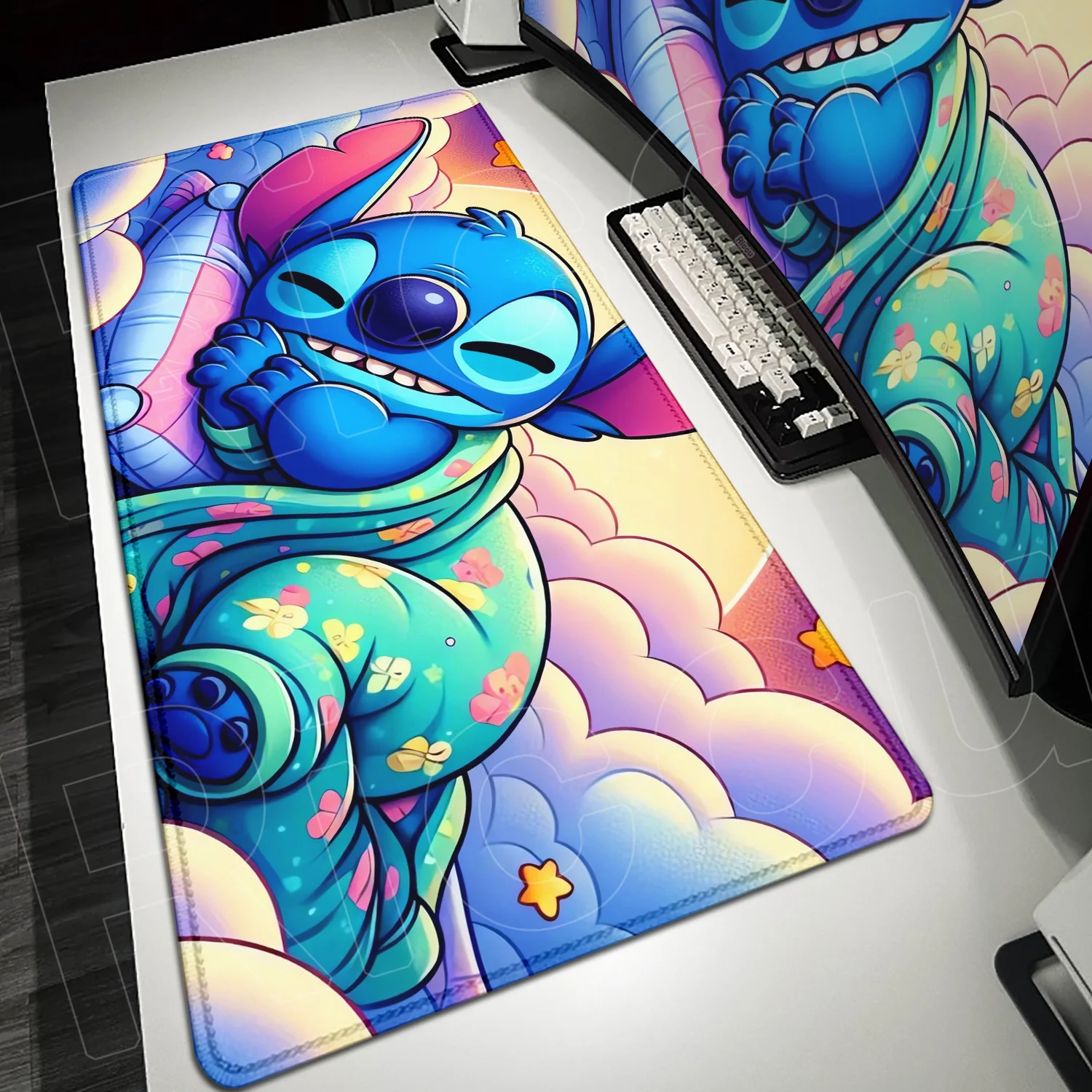 Large Gaming Mice Pad Kawaii Anime Stitch Mousepad Gamer Mausepad XXL Computer Office Speed Deskmat Keyboard Cabinet Accessories