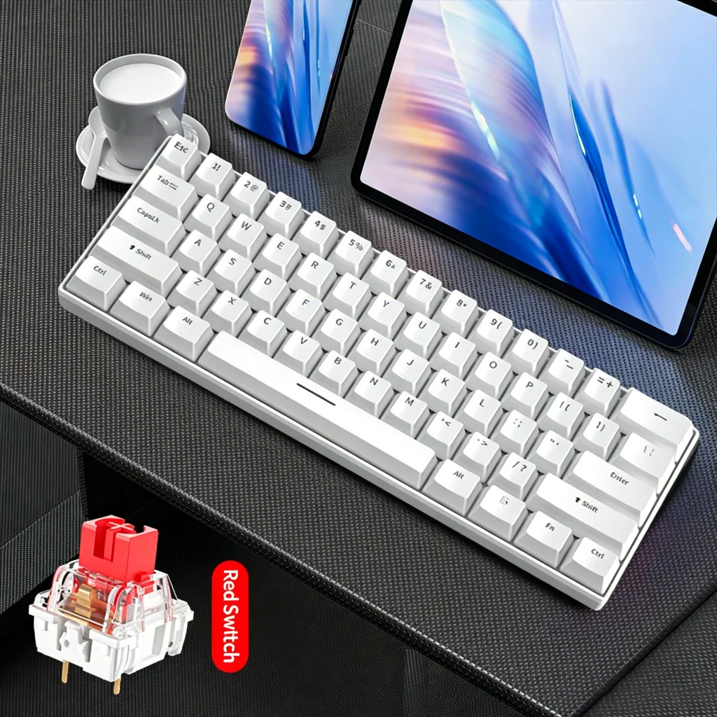 Gaming Keyboard White Mechanical Game USB Keyboards 60% Mini Teclado Spanish Keyborad Teclado PC Key Board Laptop Computer