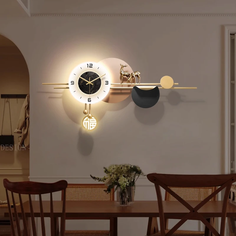 Light Luxury Interior Wall Clocks Led Luxury Modern Art Aesthetic Restaurant Kitchen Clock Wall Creative Horloge Murale Decor