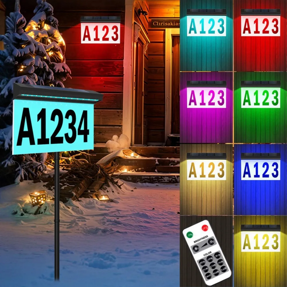 New Solar Door Sign Lights Outdoor Waterproof 30LED Digital Wall Mounted Home Number Address Plaque Doorway Yard Garden Lights