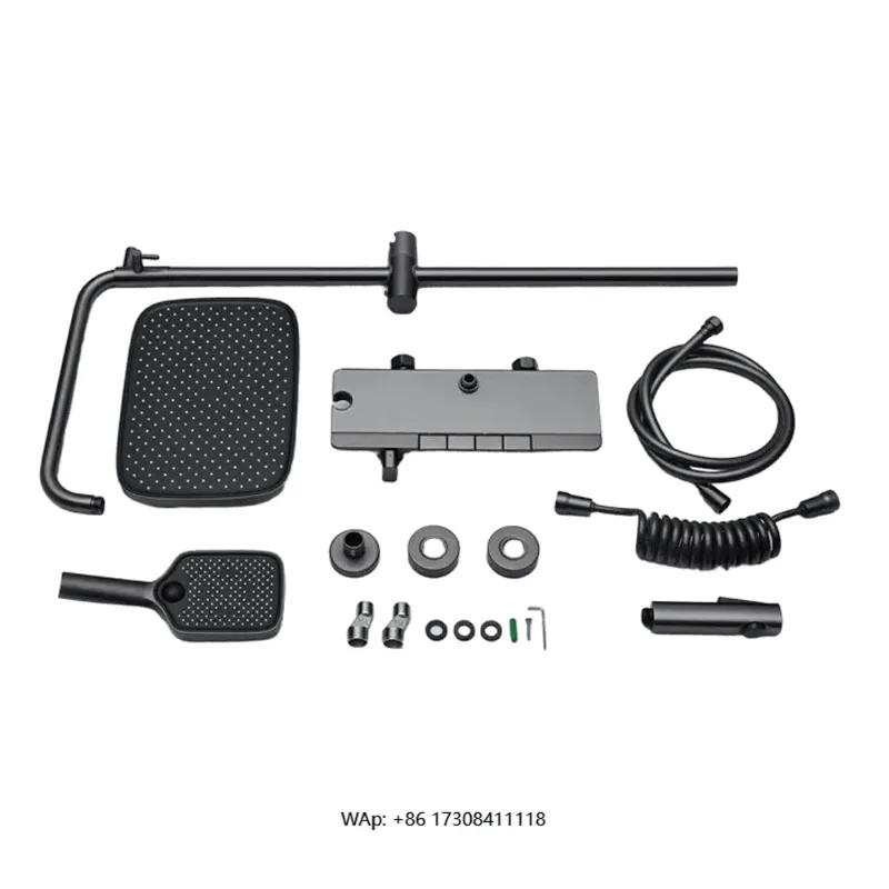 Shower Head Bathtub Black Gray Copper Piano Digital Shower Set 4 Functions Rainwater Thermostatic Shower Mixer System Set
