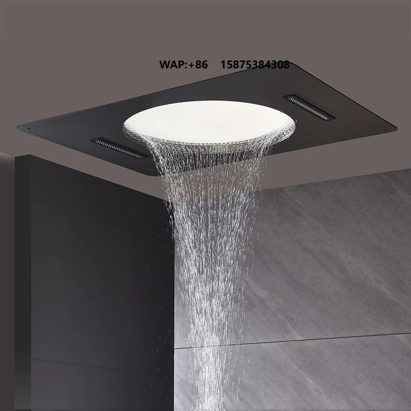Ceiling Embedded 600*800mm Led Shower Head with Digital Rainfall Waterfall Bathroom Thermostatic Shower Set