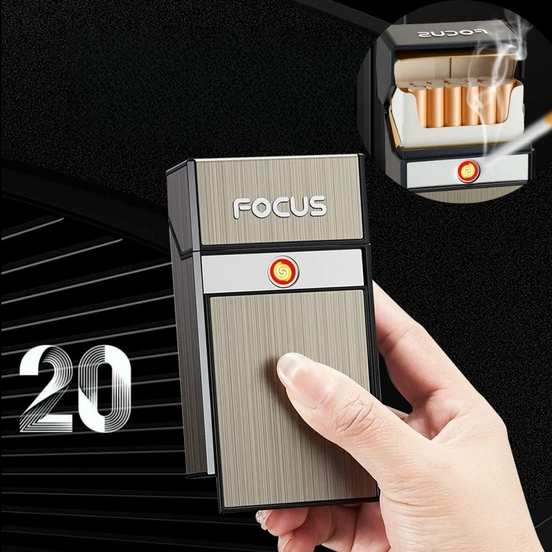 New USB cigarette box lighter, moisture-proof and windproof. Rechargeable flameless outdoor portable lighter