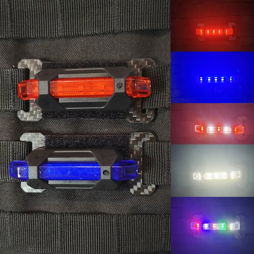 USB Rechargeable Outdoor Hiking and Camping Signal Light Tactical Helmet Signal Light Cycling Warning Light 25mm Molle System