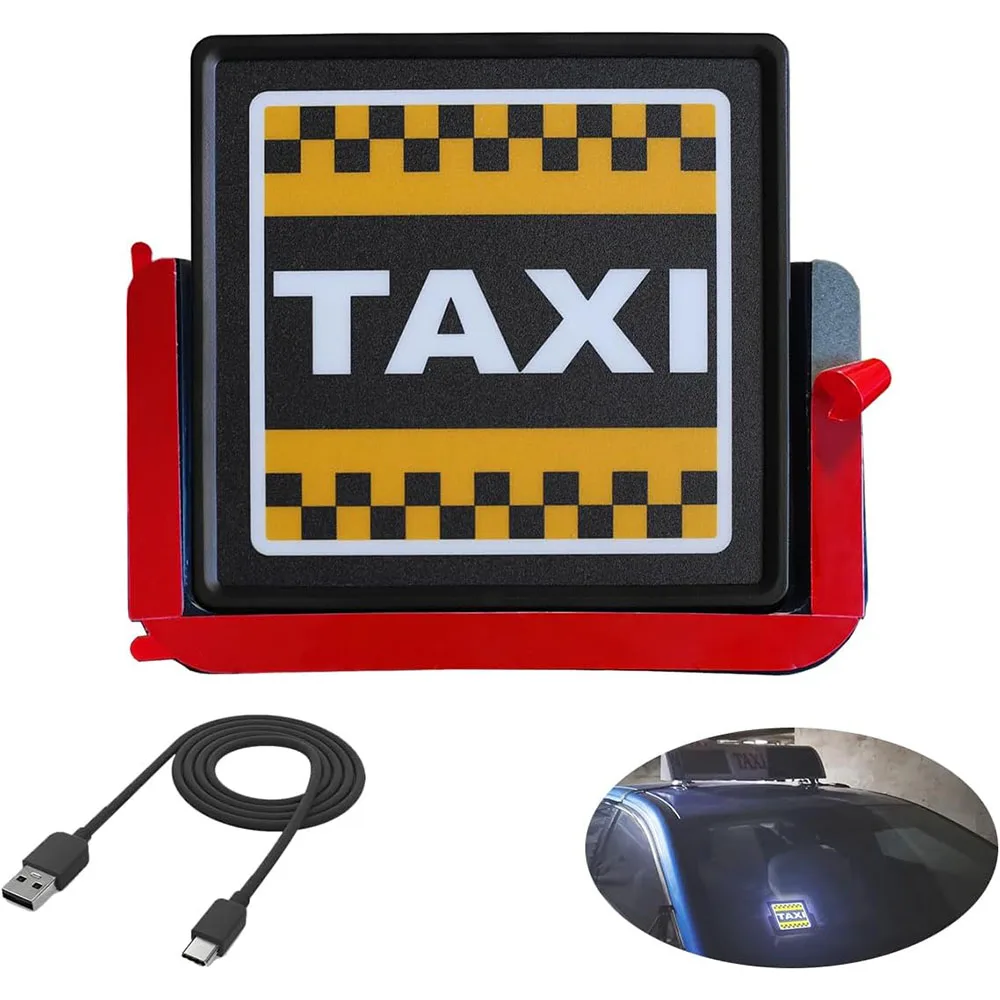 Rechargeable Taxi Sign Sticker for Windshield Placard,Removable Bright LED Taxi Sign Light,Comes with A Mounting Bracket