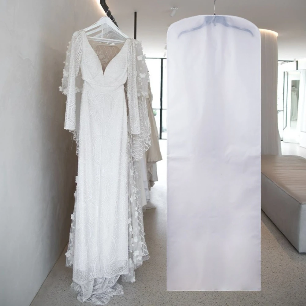 2pcs Bridal Wedding Gown Dress Garment Bag Dust Cover Long Train Puffy Ball Gown Dust-proof Foldable Garment Clothing Covers