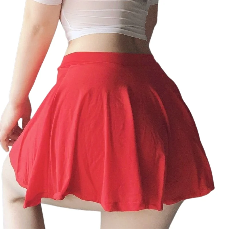Sexy See Through Gothic Girls A-Line High Waist Pleated Skirt Christmas Mini Short Black White Wrap Hips Pencil Skirts for Woman