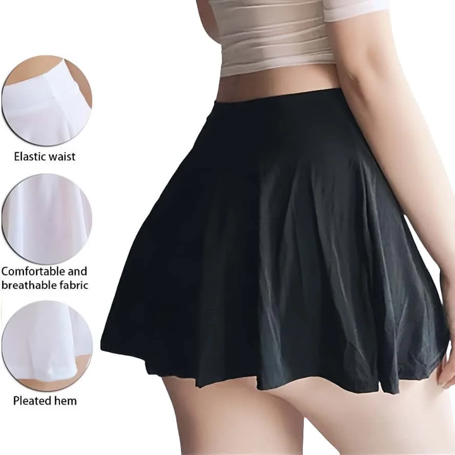 2026 New Low Waist A-Line Short Pleated Skirt Sexy Transparent Black White Red Christmas Silk Mini Skirts for Woman Club Wear