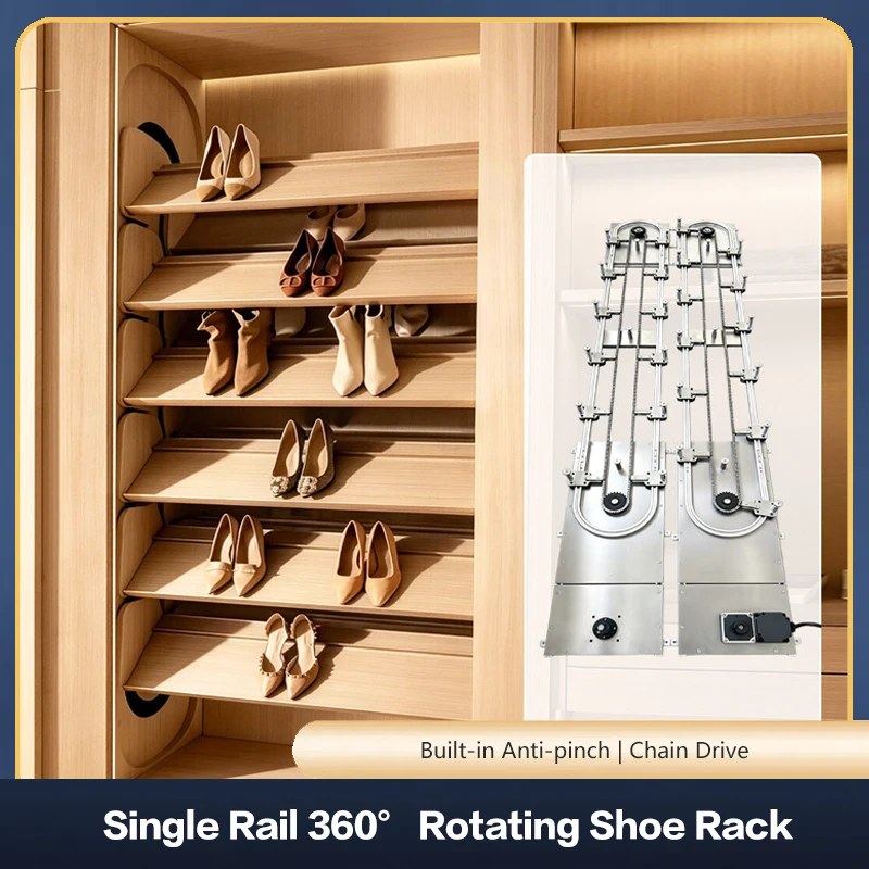 Electric 360 Rotate Lift Shoe Rack Hardware Multilayer Smart Cabinet Storage System Automatic Flip Space-Saver Organizer