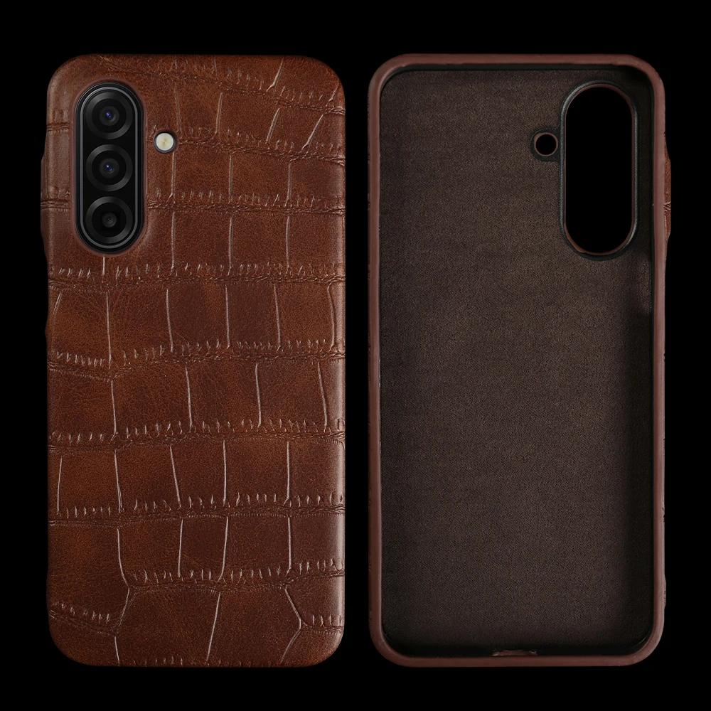 Premium Crocodile Leather Case For Samsung Galaxy A17 A16 A36 A54 A55 A56 A26 A35 A15 S24 S25 FE S26 Plus Phone Case Back Cover