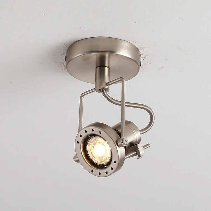 Vintage Bauhaus Track Spotlight Industrial Retro Living Room Flexible Metal Ceiling Light Adjustable Angle Cloth Stores Lamps