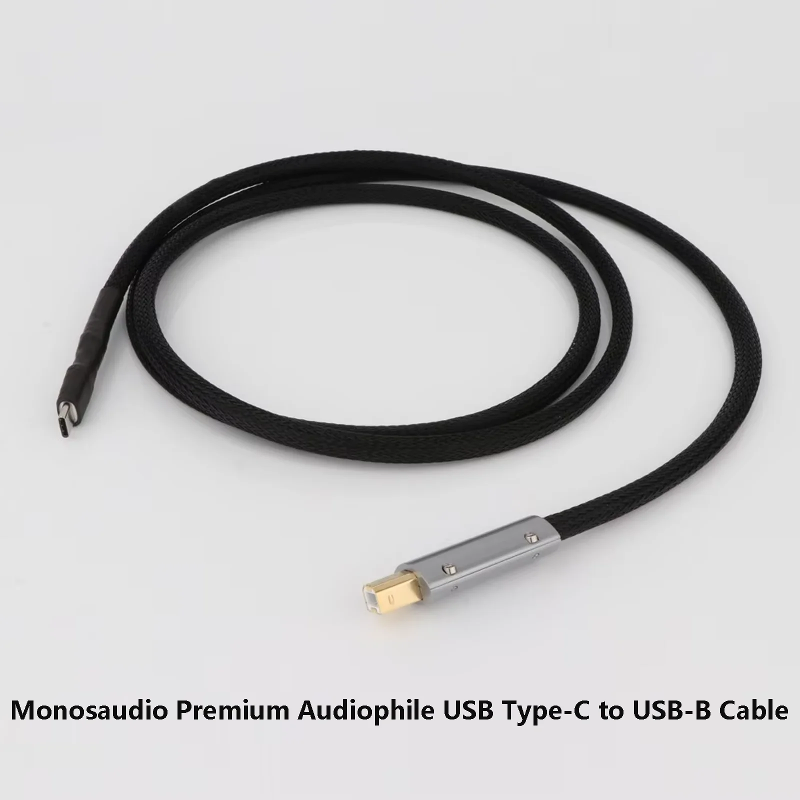 Monosaudio Premium Audiophile USB Type-C to USB-B Cable HiFi DAC Cable Silver Plated OFC Gold Plated Connectors&Metal Housing