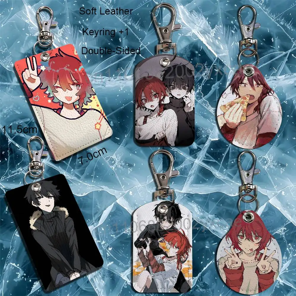 Maeno Aki Tsugino Haru ZENO Remake Leather Keychain Badge Holder with Lanyard - ID/Access Card Holder, Key Ring Accessory