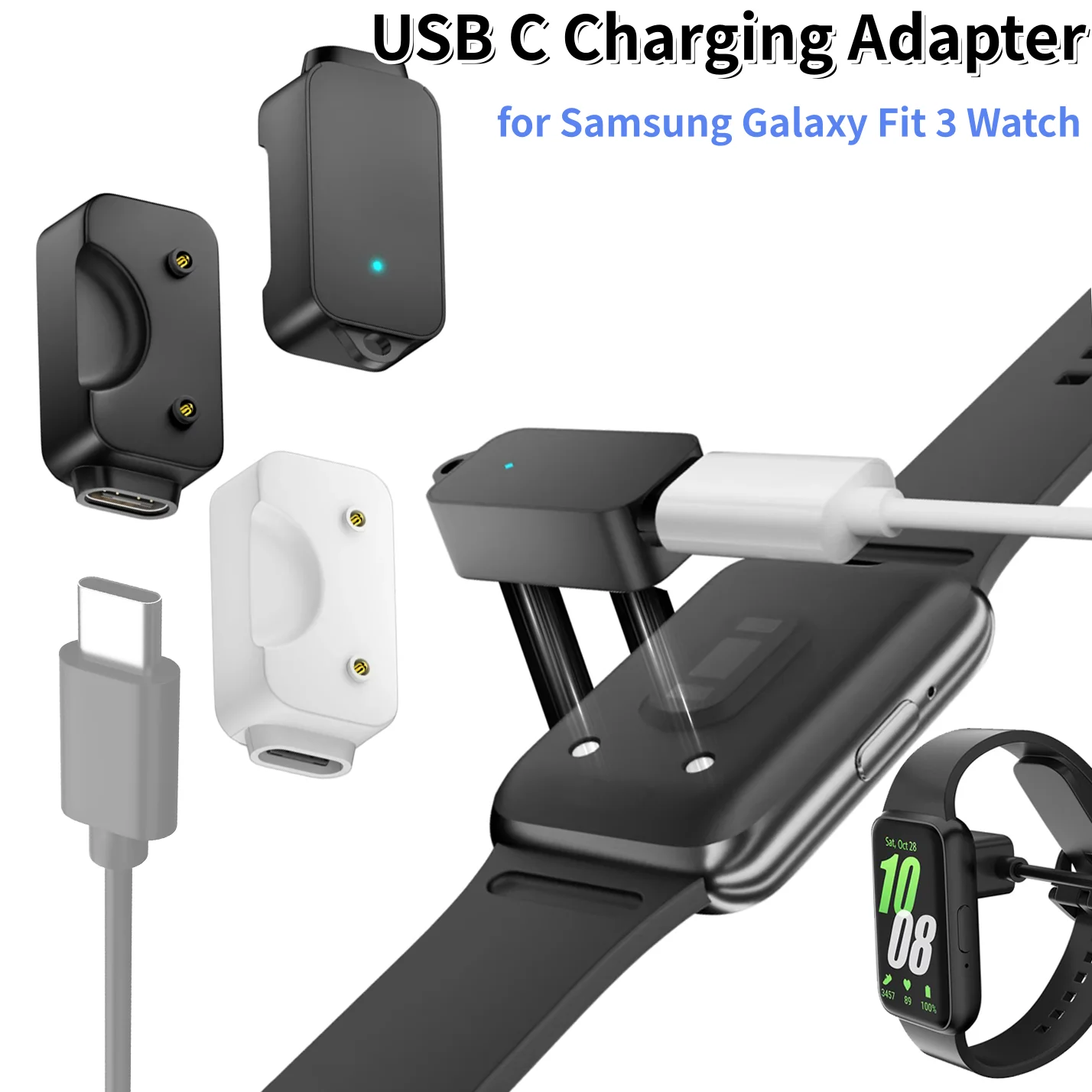 Replacement Charger Adapter for Samsung Galaxy Fit 3 Watch Portable USB Type-C Charging Dock for Samsung Galaxy Fit3 Accessories