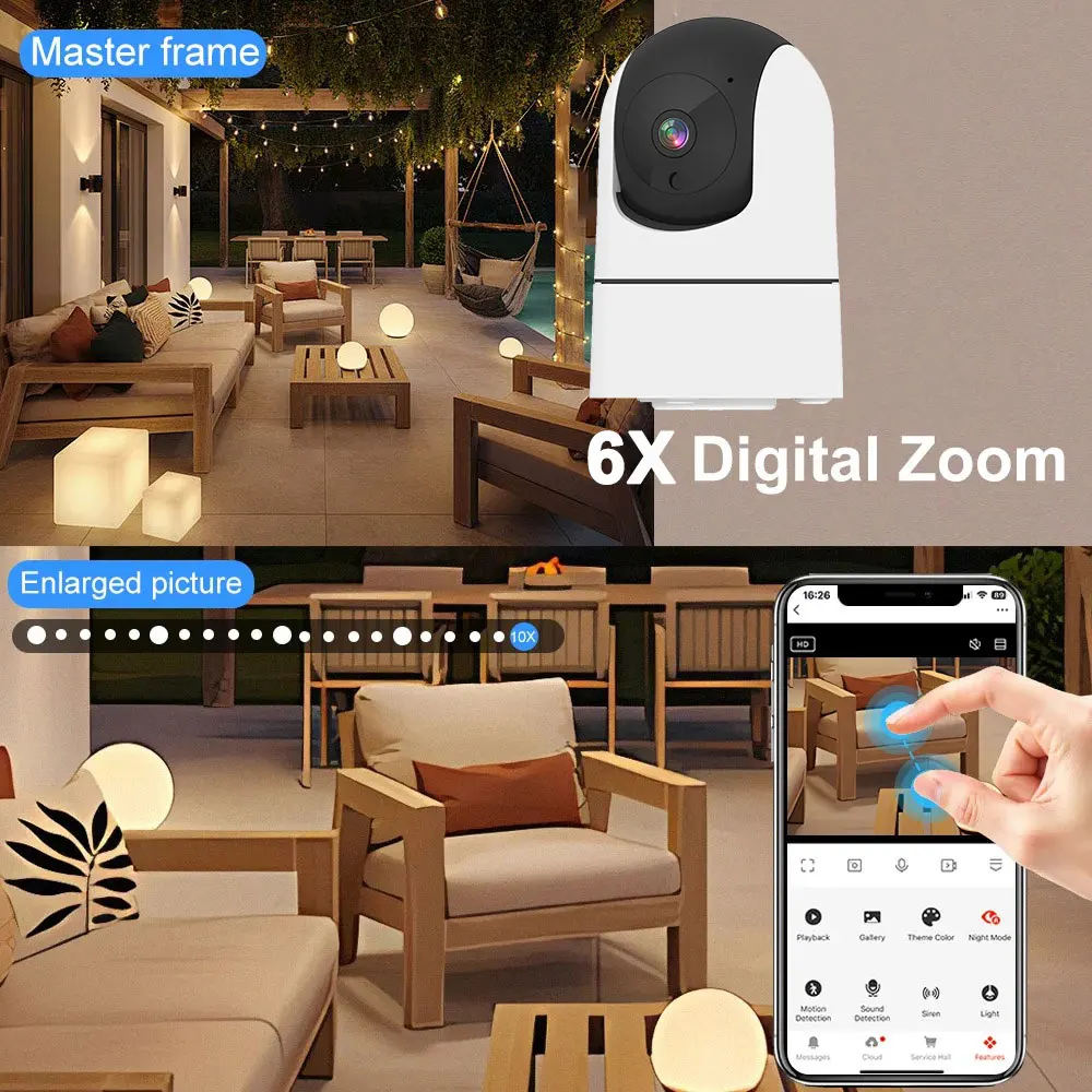 6MP WiFi Camera Tuya Smart Home Indoor 5G WIFI Wireless IP Onvif Surveillance Camera AI Detect Security Baby Monitor 6x Zoom Cam