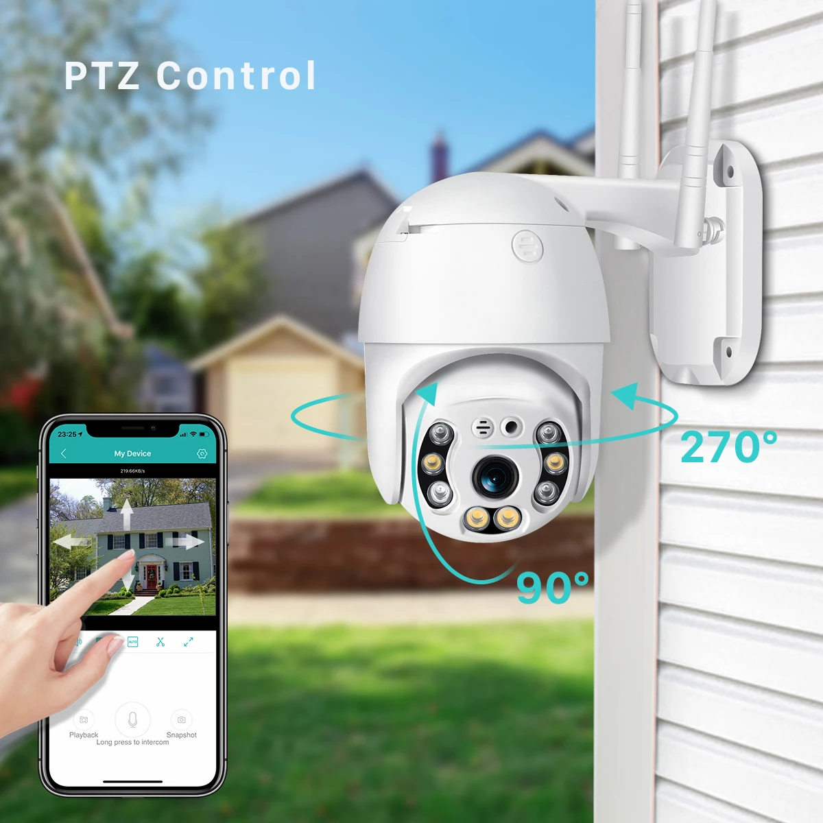 【CHIMU HOME】Wireless PTZ Security Camera, Outdoor Wifi Smart IP Camera