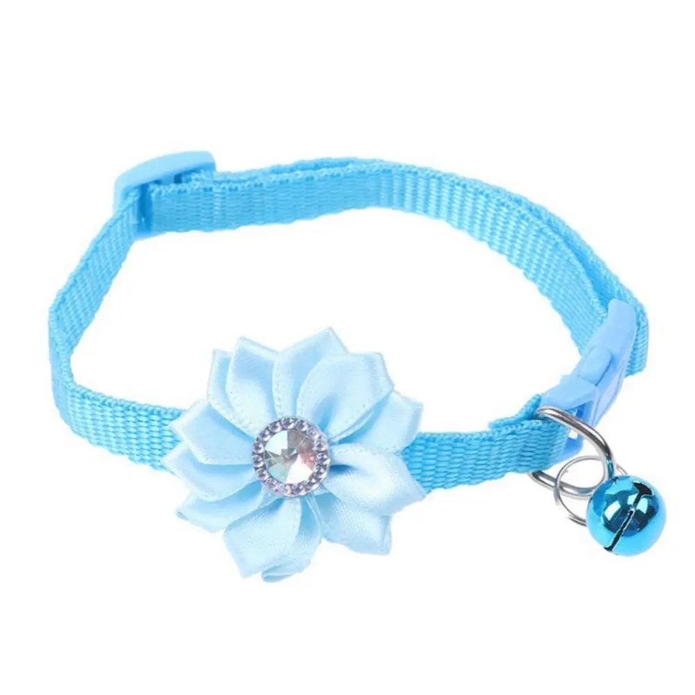 Multi-color Adjustable Pet Bell Flower Collar Cute Small Cat Flower Necklace With Flower Bells Dog Neck Ring Car Accessories