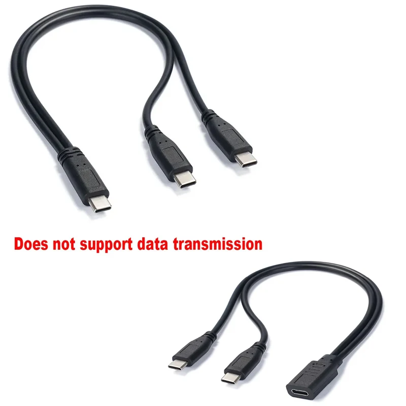 USB Type C Y Cable Splitter 1 Female to 2 Male Extension Wire PC Phone Tablet 15W 3A Power Adapter Cord Charging Converter Line