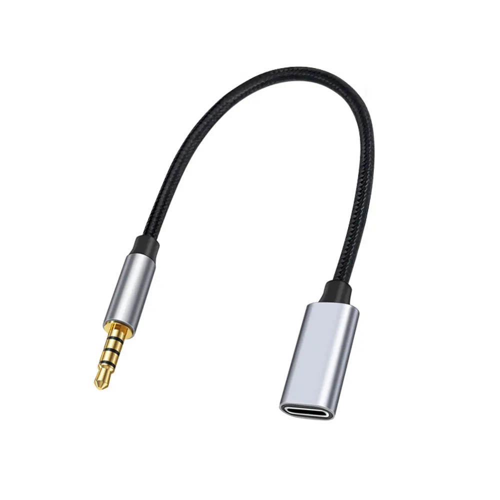 3.5mm Male to Type-C Aux Audio Adapter for Phone Tablet PC with USB C Port Cable Conversion Earphone Microphone Listen SPeaking