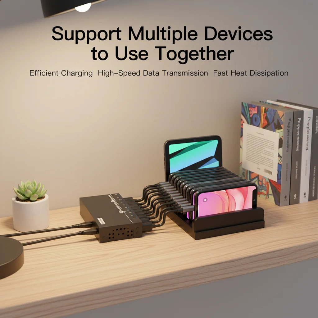 Sipolar Usb  Hub Splitter 3.0 10 Port  Hub  5Gbps  Usb 60W Powered for Phone Tablets  Pc Accessories