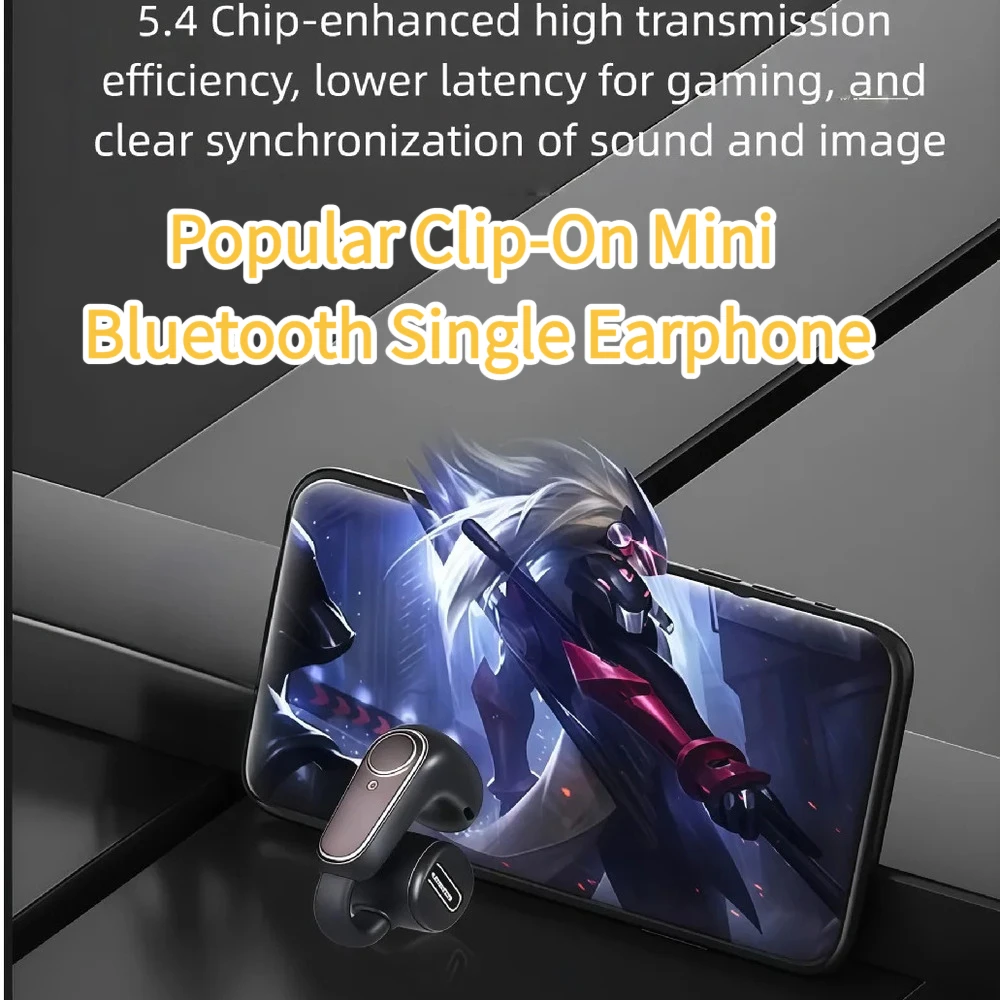 Popular Clip-On Mini Bluetooth Single Earphone Compact and Portable Noise Cancelling HeadsetOpen Design Non-In-Ear Sport Earbud