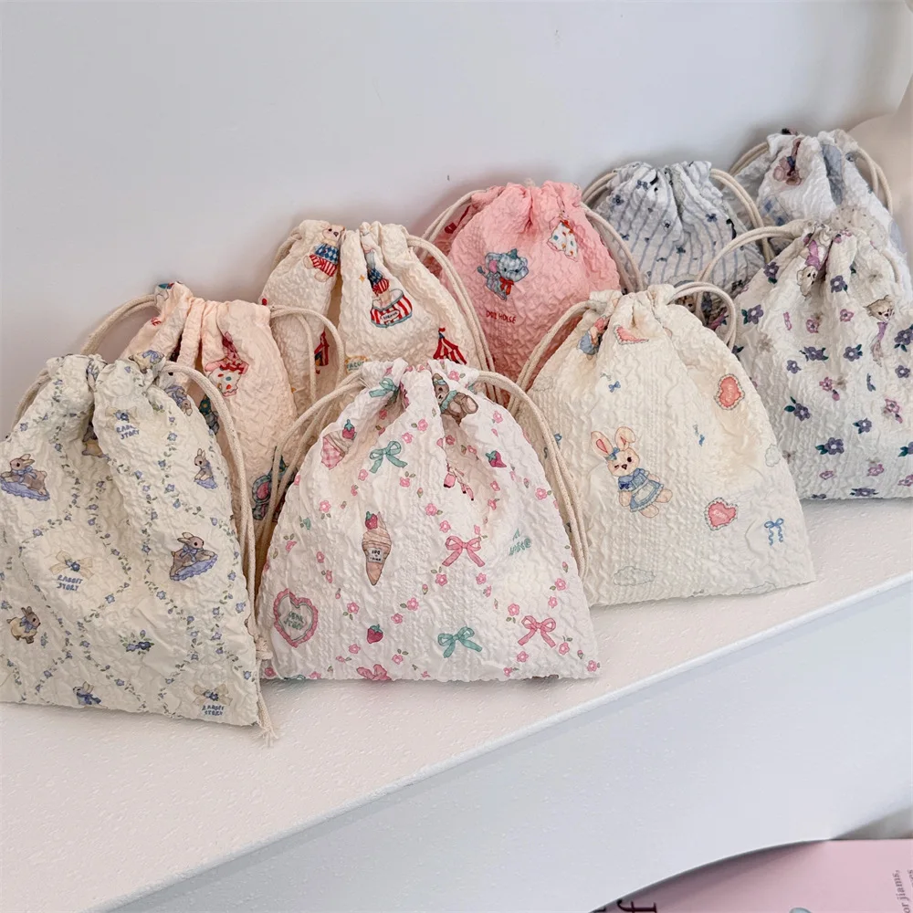 Cute Small Coin Purse Key Earphone Data Cable Drawstring Storage Bag Women Jewelry Lipstick Cosmetic Tote Rope Pouch String Bags