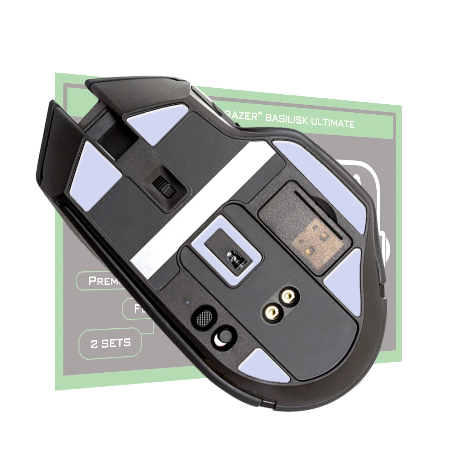 2 Sets TALONGAMES Mouse Feet Light Gray Custom Curved Edge Mouse Skates For Razer Basilisk Ultimate Mouse Feet Replacement