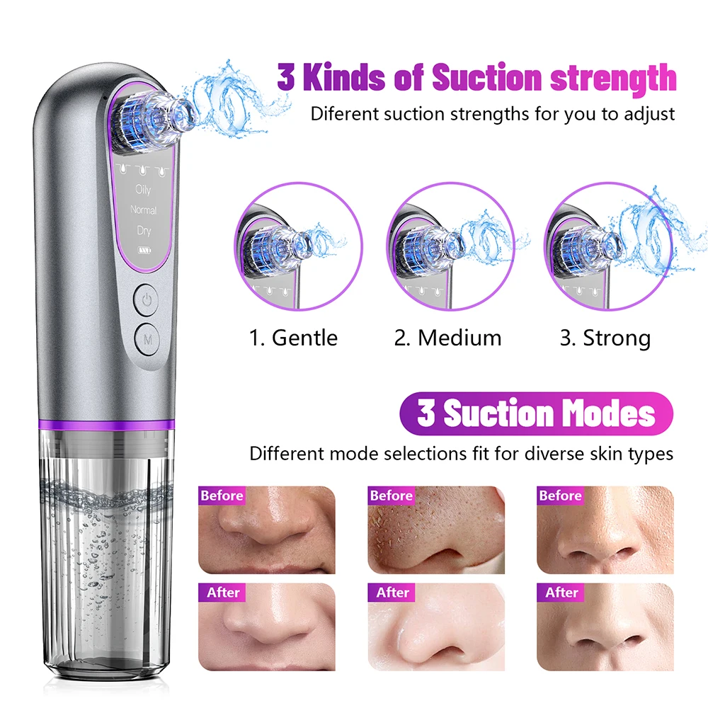 Blackhead Remover Suction Pore Vacuum Hydro Facials Hydrating Pore Cleaner Machine Pimple Extractor